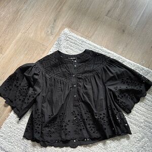 Madewell Black Eyelet Blouse